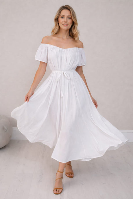 Off Shoulder Maxi Dress White