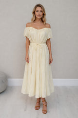 Off Shoulder Maxi Dress Yellow