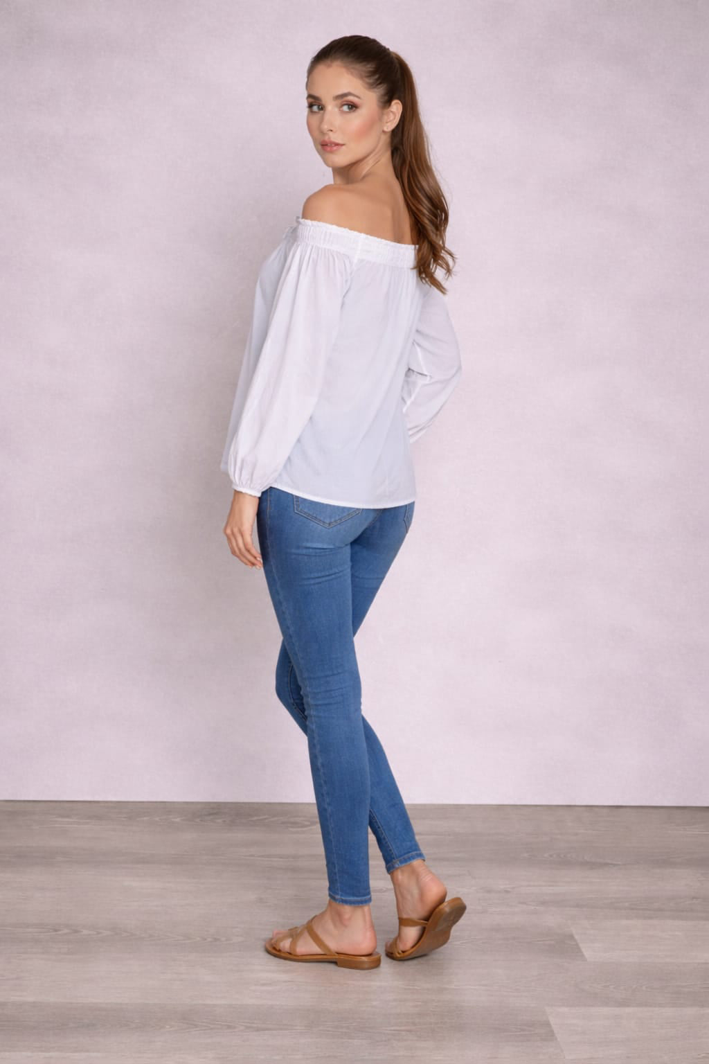 Solid Cotton Chic Bardot Crop Top