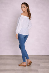 Solid Cotton Chic Bardot Crop Top