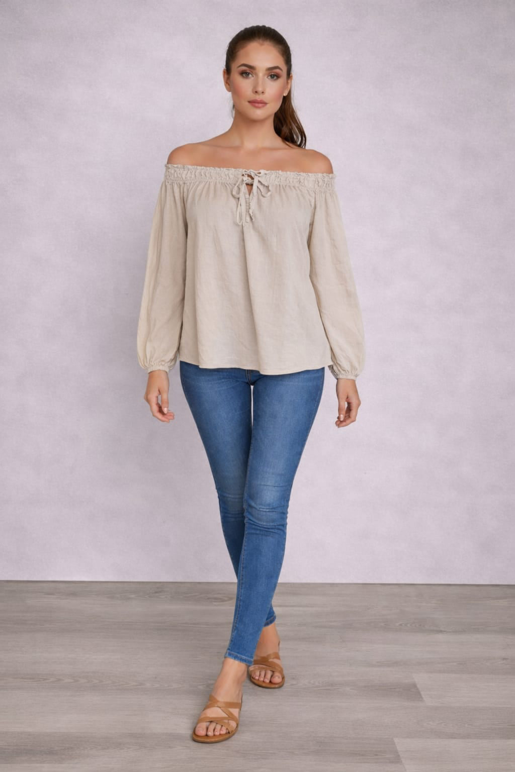 Solid Cotton Chic Bardot Crop Top
