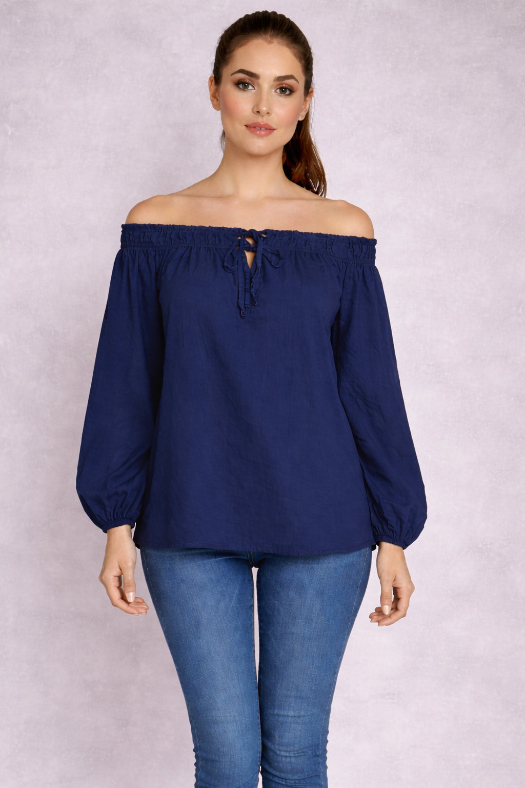 Solid Cotton Chic Bardot Crop Top