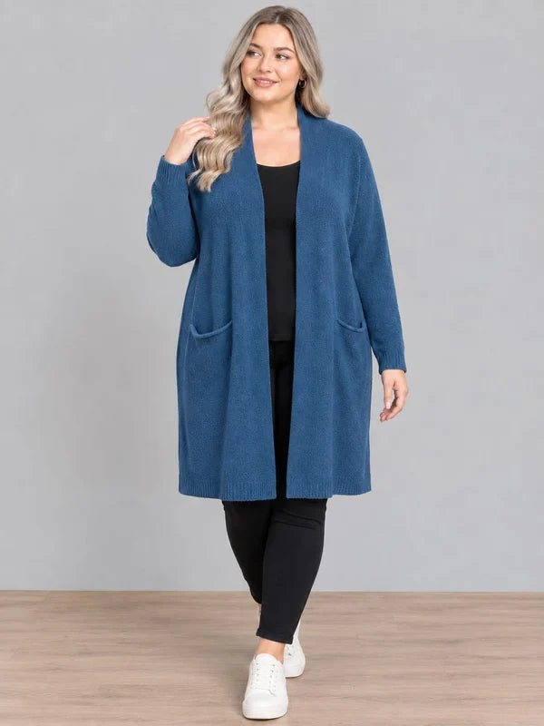 Oversized Back Star Knitted Cardigan Teal