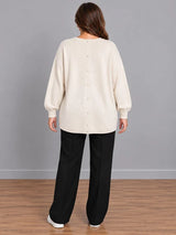 Oversized Drop Shoulders Knitted Sweater Cream