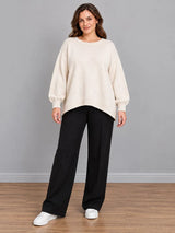 Oversized Drop Shoulders Knitted Sweater Cream