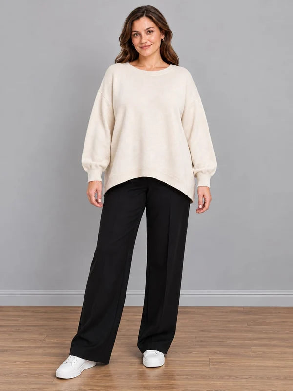 Oversized Drop Shoulders Knitted Sweater Cream