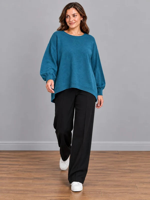 Oversized Drop Shoulders Knitted Sweater Teal