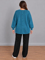 Oversized Drop Shoulders Knitted Sweater Teal
