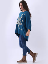 Plus Size Cotton Foil Leopard Star Top