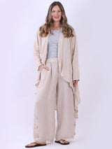 Oversized Linen Cardigan Beige