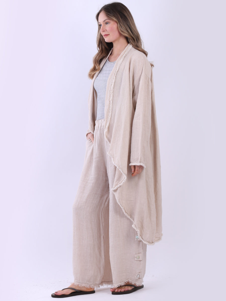 Waterfall Open Front Plus Size Linen Cardigan