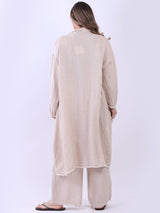 Waterfall Open Front Plus Size Linen Cardigan