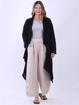 Oversized Linen Cardigan Black