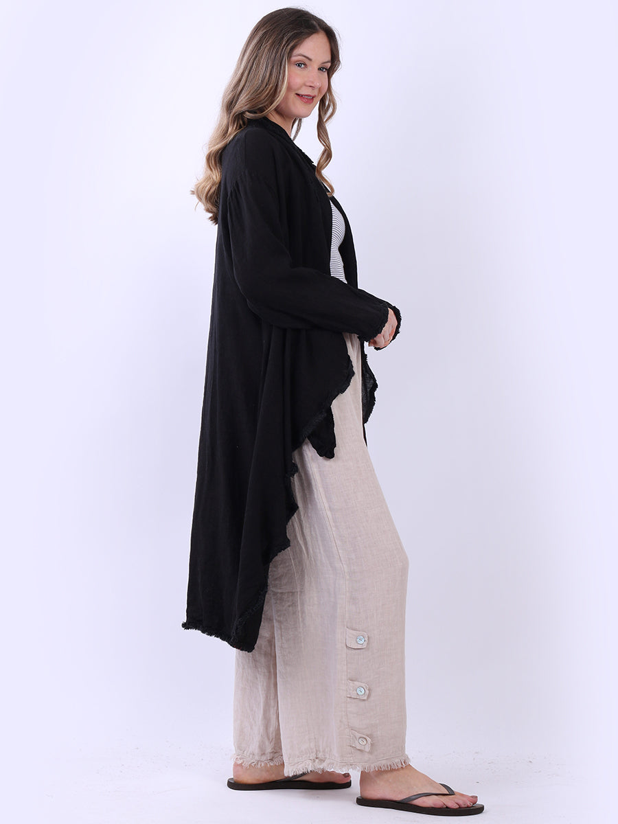 Waterfall Open Front Plus Size Linen Cardigan