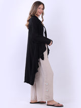 Waterfall Open Front Plus Size Linen Cardigan