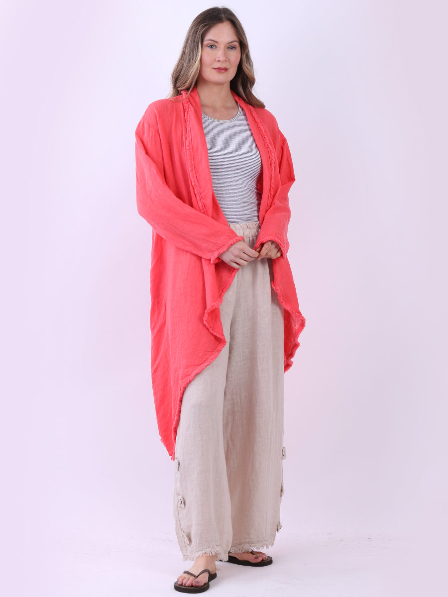 Oversized Linen Cardigan Coral