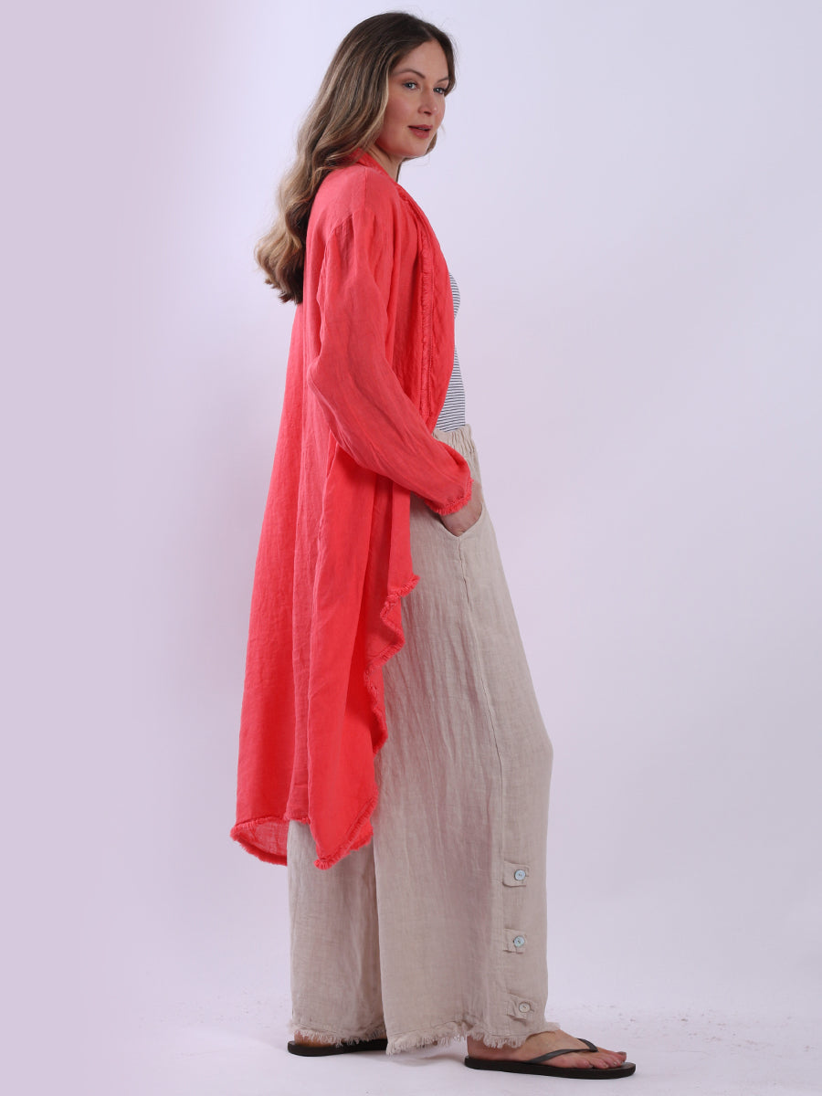 Waterfall Open Front Plus Size Linen Cardigan