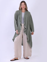 Oversized Linen Cardigan Khaki