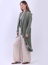 Waterfall Open Front Plus Size Linen Cardigan