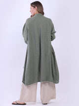 Waterfall Open Front Plus Size Linen Cardigan