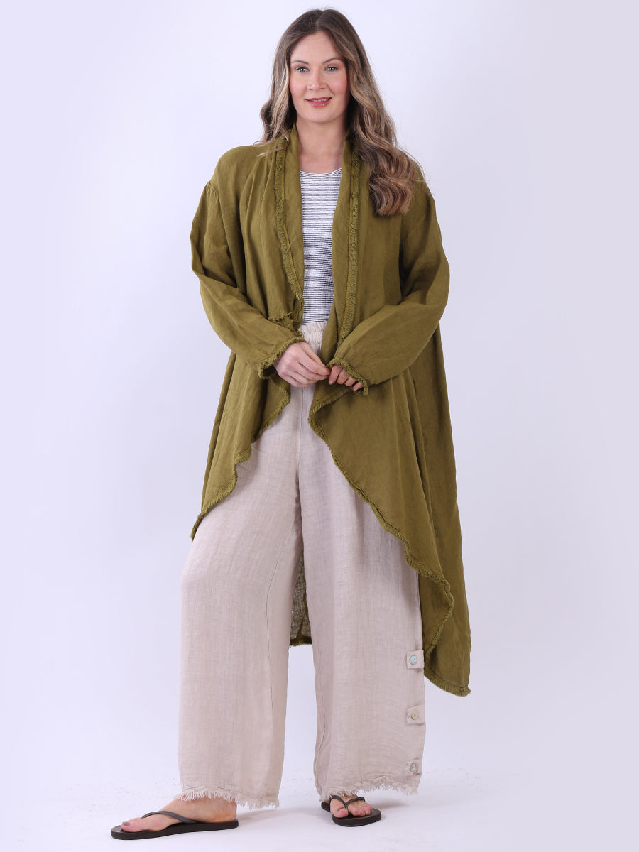 Oversized Linen Cardigan Olive