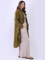 Waterfall Open Front Plus Size Linen Cardigan