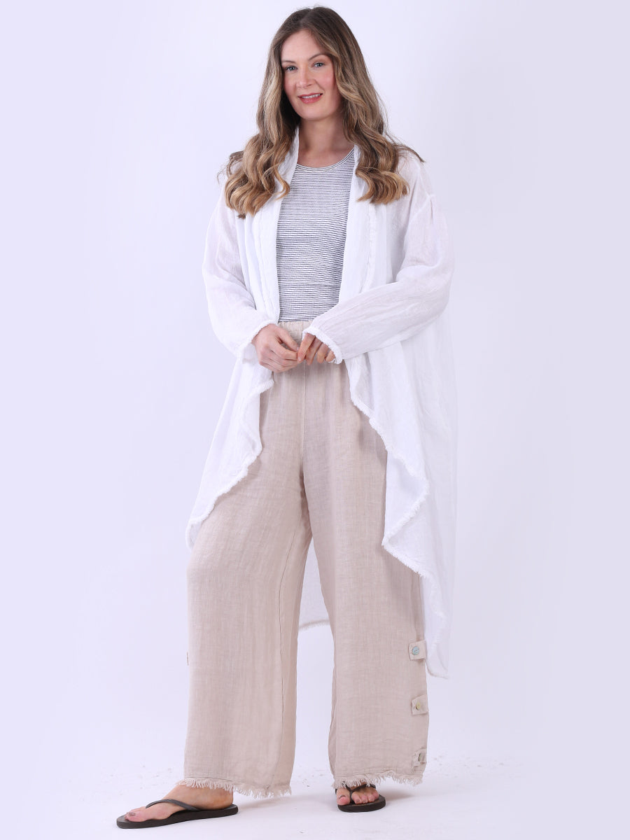 Oversized Linen Cardigan White