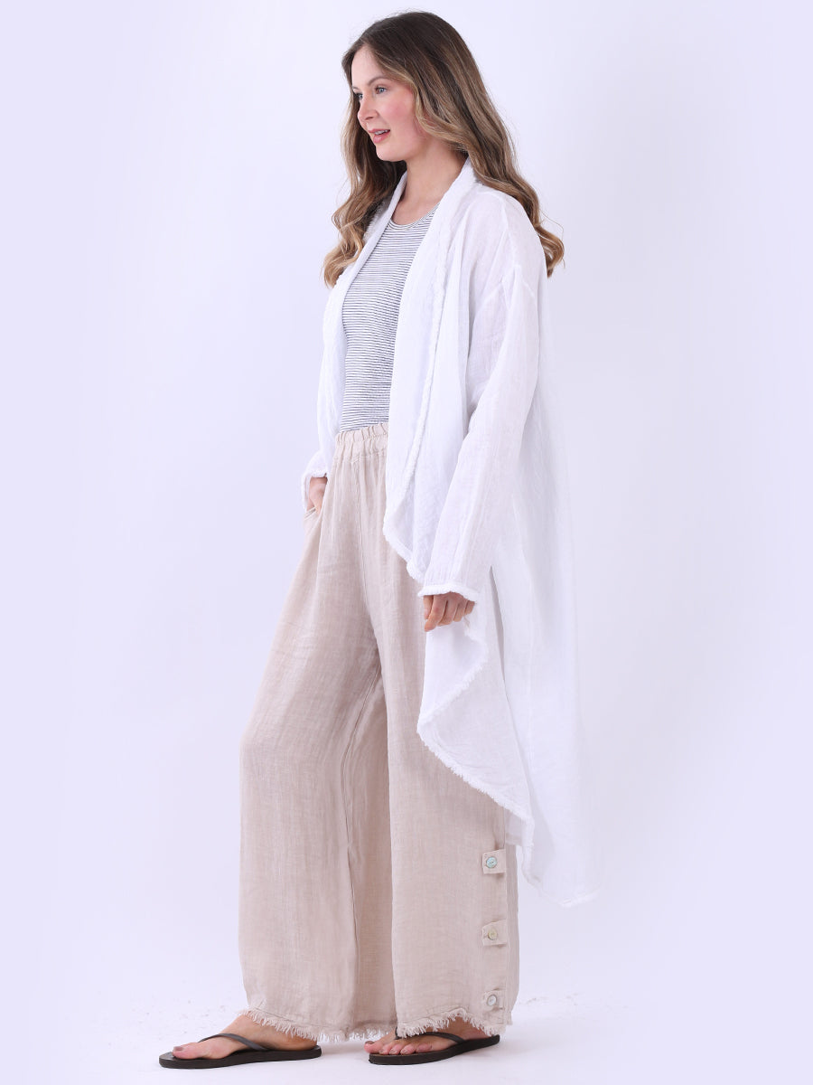 Waterfall Open Front Plus Size Linen Cardigan