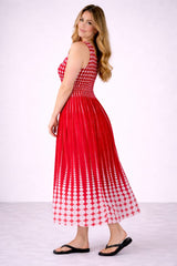 Polka Dot Smocked Oversized Sleeveless Dress