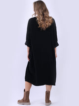 Women Solid Cotton Mid Length Dress