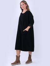 Women Solid Cotton Mid Length Dress