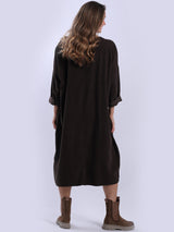 Women Solid Cotton Mid Length Dress