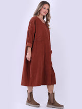 Women Solid Cotton Mid Length Dress