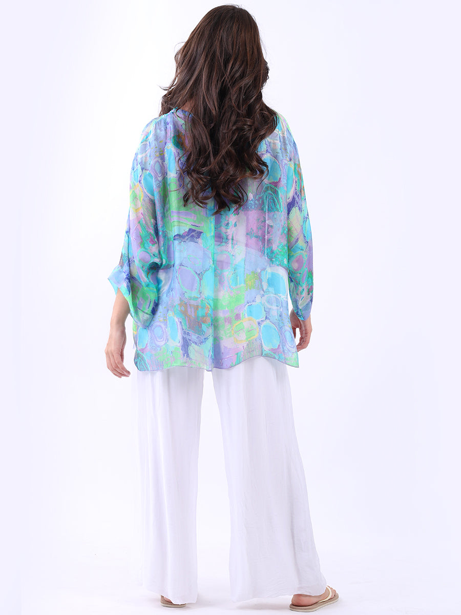 Plus Size Batwing Tie Dyed Silk Shirt
