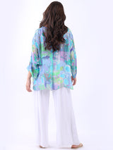 Plus Size Batwing Tie Dyed Silk Shirt