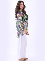Plus Size Batwing Tie Dyed Silk Shirt