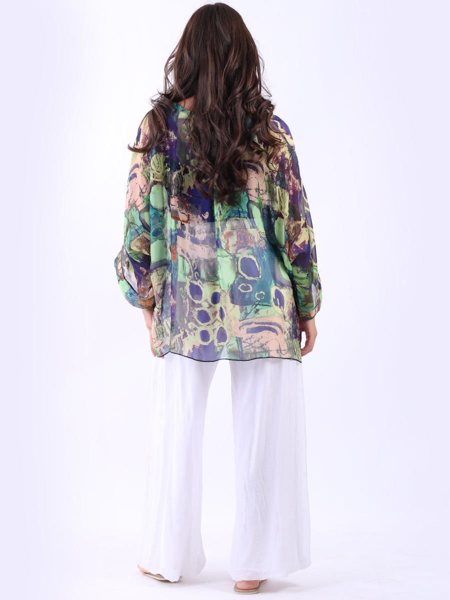 Plus Size Batwing Tie Dyed Silk Shirt
