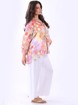 Plus Size Batwing Tie Dyed Silk Shirt
