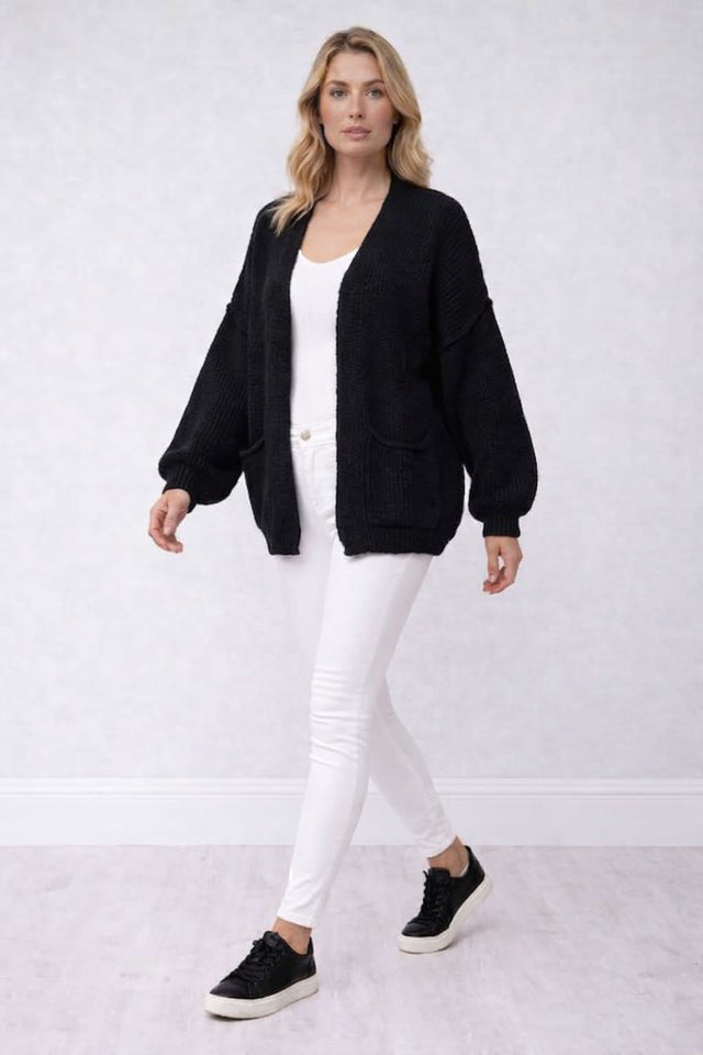 Oversized Knitted Cardigan Black
