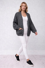 Oversized Knitted Cardigan Dark Grey