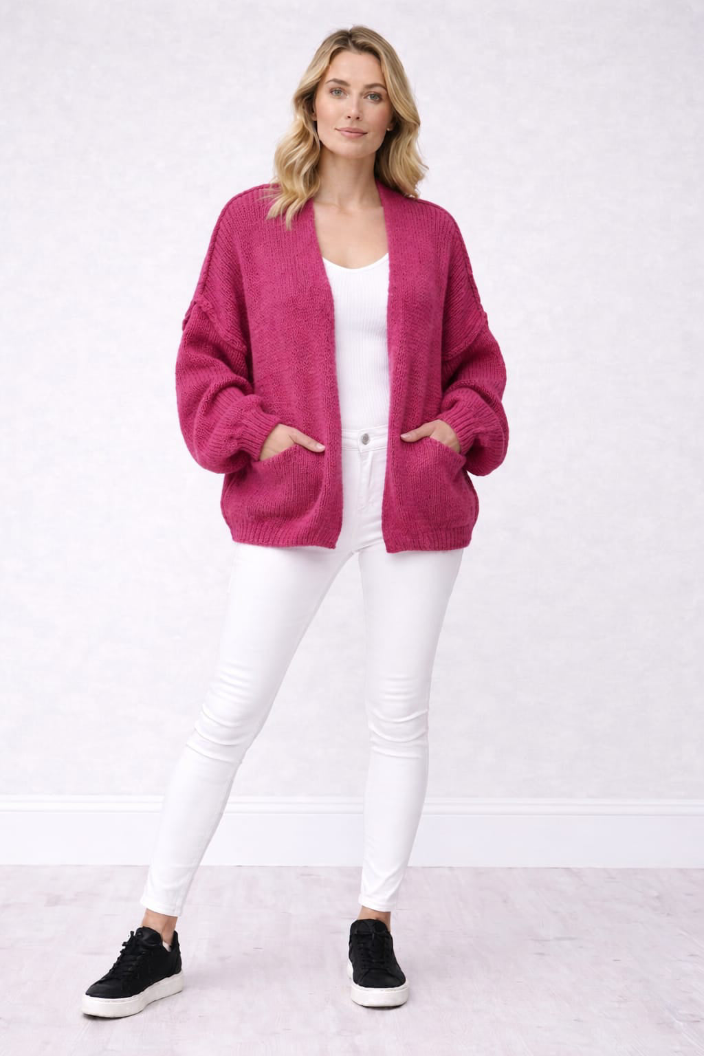 Oversized Knitted Cardigan Fuchsia