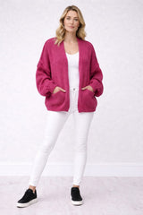 Oversized Knitted Cardigan Fuchsia