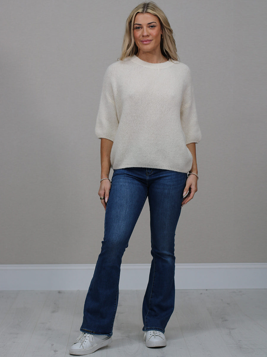 Solid Knitted Crop Baggy Jumper