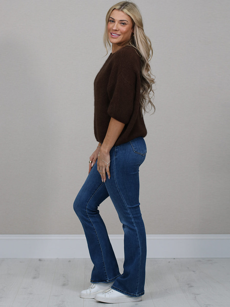 Solid Knitted Crop Baggy Jumper