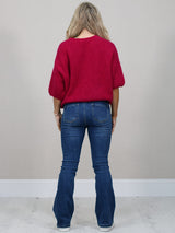 Solid Knitted Crop Baggy Jumper