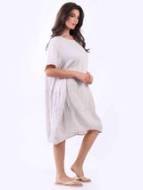 Plus Size Linen Lagenlook Midi Swing Dress