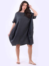 Plus Size Linen Lagenlook Midi Swing Dress