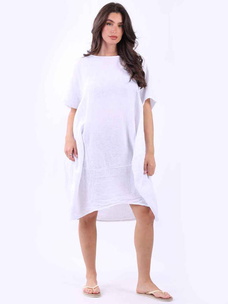 Plus Size Linen Lagenlook Midi Swing Dress