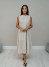Linen Sleeveless Dress Beige