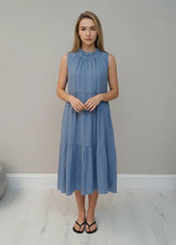 Linen Sleeveless Dress Denim